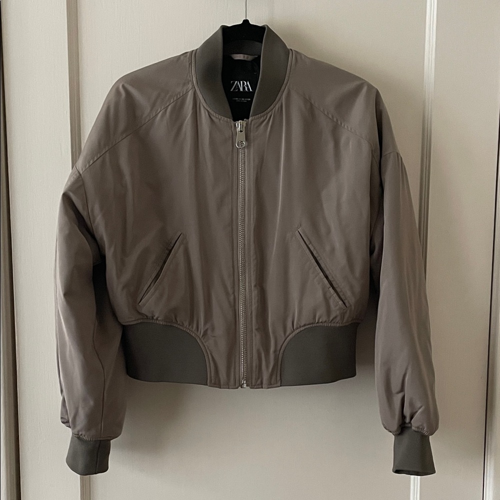 Zara Olive Green Bomber in Size XS